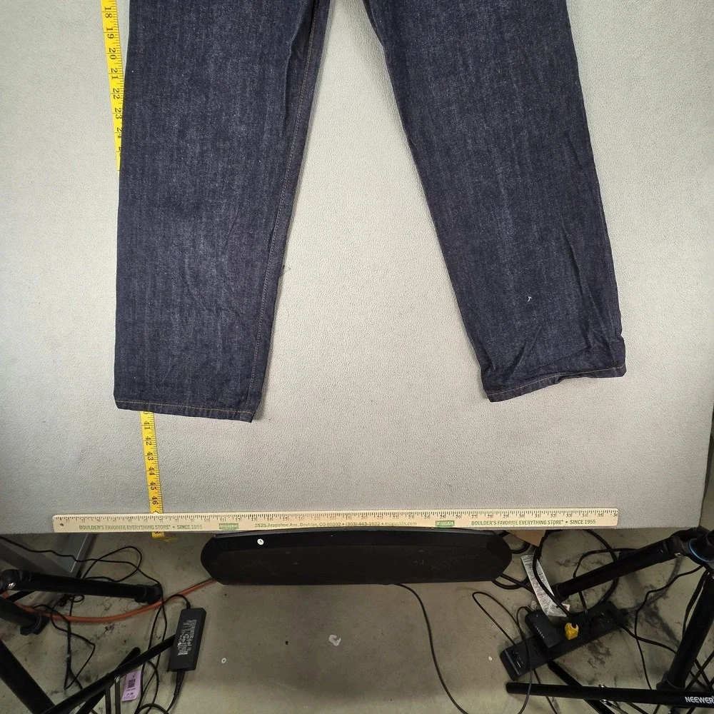 Beslow Jeans Mens Selvedge Blue Baggy Wide Leg Pleated Loose Hip Hop‎ Fits 26x26